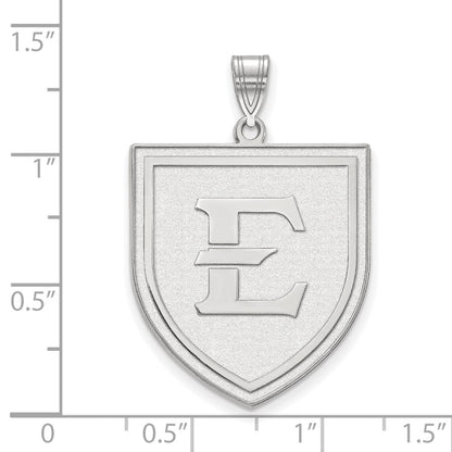 Sterling Silver Rhodium Plated Logoart East Tennessee State University Letter E Shield Extra Large Pendant
