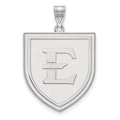 Sterling Silver Rhodium Plated Logoart East Tennessee State University Letter E Shield Extra Large Pendant