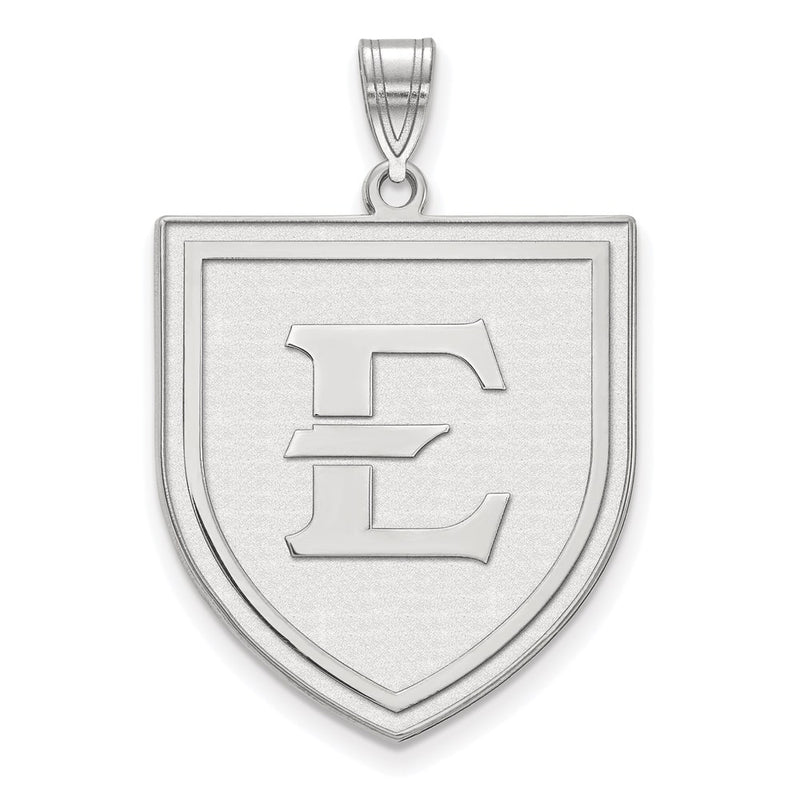 Sterling Silver Rhodium Plated Logoart East Tennessee State University Letter E Shield Extra Large Pendant