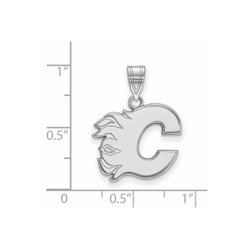 Sterling Silver Rhodium Plated Nhl Logoart Calgary Flames Letter C Medium Pendant