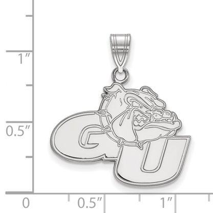 Sterling Silver Rhodium Plated Logoart Gonzaga University G U Bulldog Large Pendant