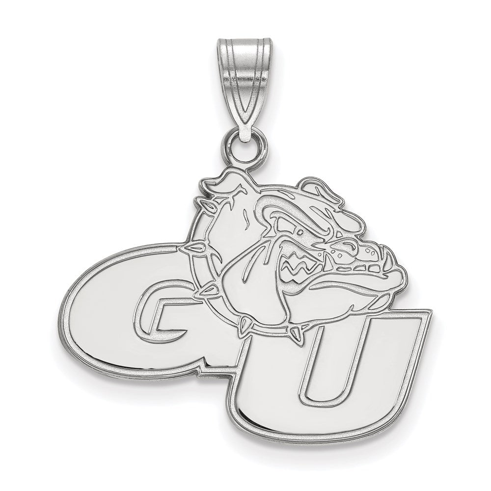 10K White Gold Logoart Gonzaga University G U Bulldog Large Pendant