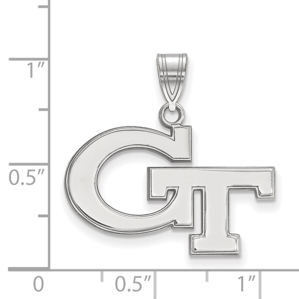 10K White Gold Logoart Georgia Institute Of Technology G T Medium Pendant
