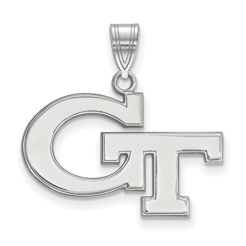 Sterling Silver Rhodium Plated Logoart Georgia Institute Of Technology G T Medium Pendant