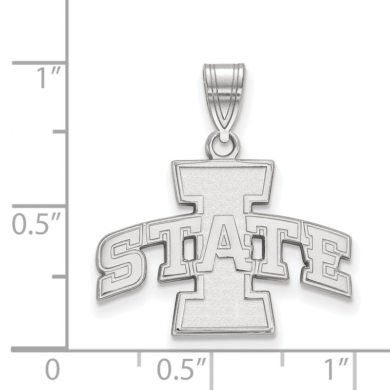 Sterling Silver Rhodium Plated Logoart Iowa State University Medium Pendant