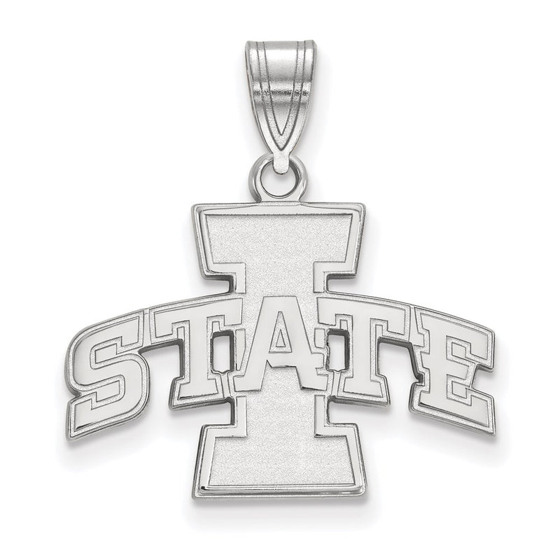 Sterling Silver Rhodium Plated Logoart Iowa State University Medium Pendant
