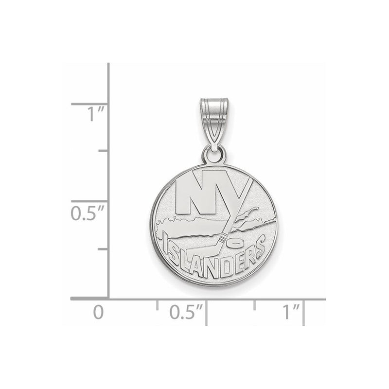 Sterling Silver Rhodium Plated Nhl Logoart New York Islanders Medium Pendant
