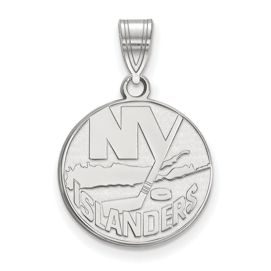10K White Gold Nhl Logoart New York Islanders Medium Pendant