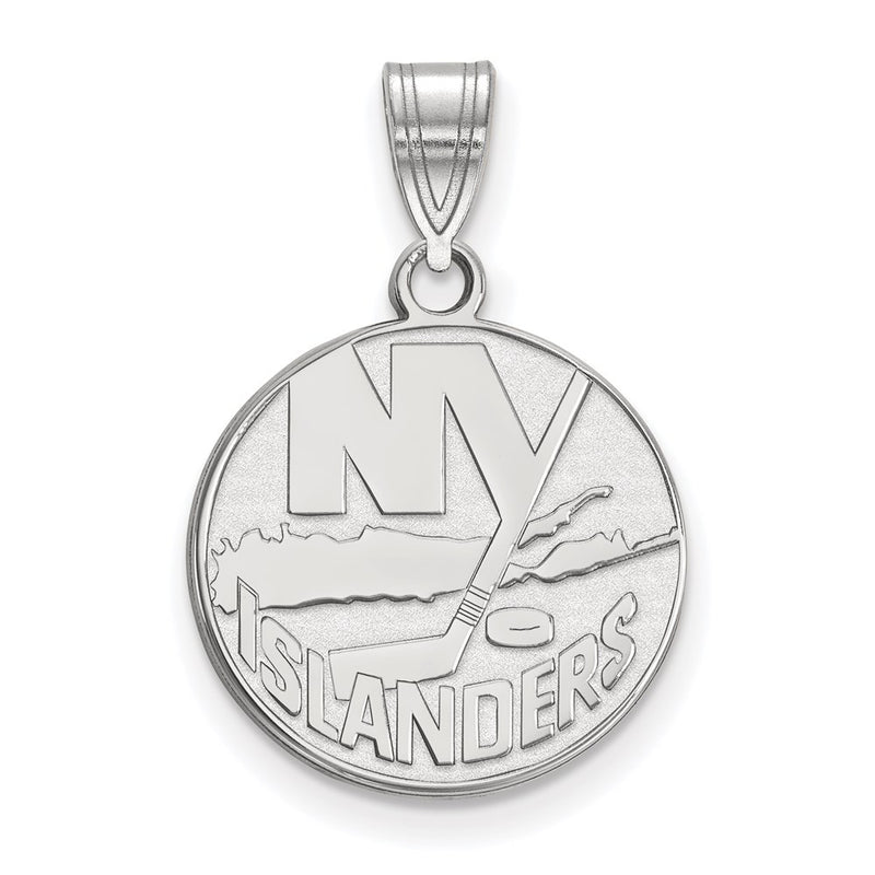 Sterling Silver Rhodium Plated Nhl Logoart New York Islanders Medium Pendant
