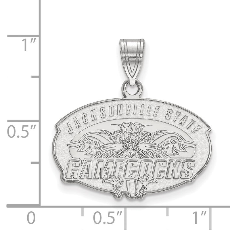 Sterling Silver Rhodium Plated Logoart Jacksonville State University Medium Pendant
