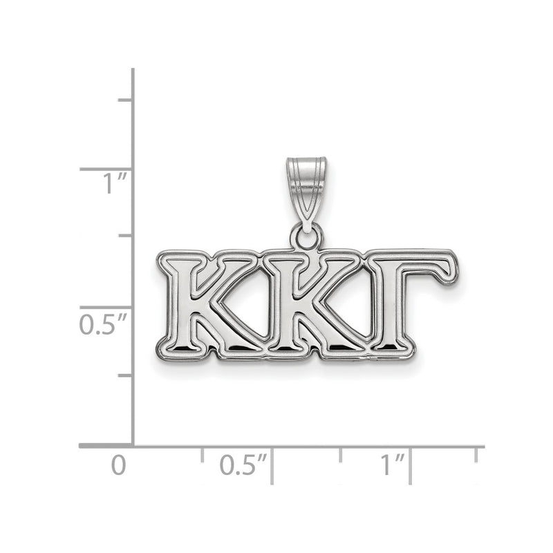Sterling Silver Rhodium Plated Logoart Kappa Gamma Sorority Greek Letters Medium Pendant