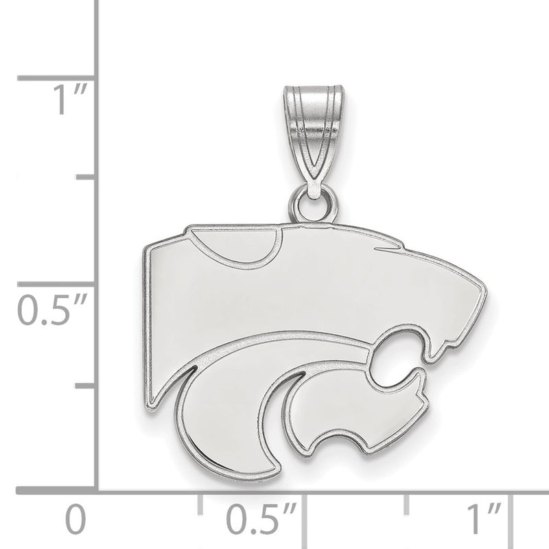 Sterling Silver Rhodium Plated Logoart Kansas State University Wildcat Medium Pendant