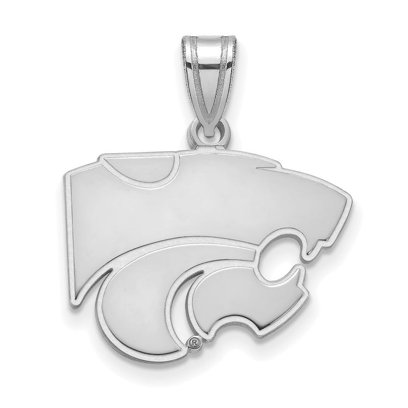 Sterling Silver Rhodium Plated Logoart Kansas State University Wildcat Medium Pendant