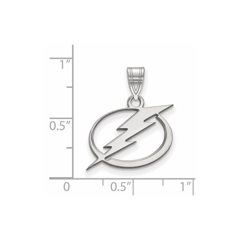 Sterling Silver Rhodium Plated Nhl Logoart Tampa Bay Lightning Medium Pendant