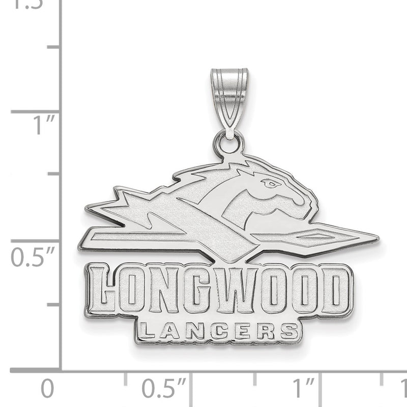 Sterling Silver Rhodium Plated Logoart Longwood University Lancers Large Pendant
