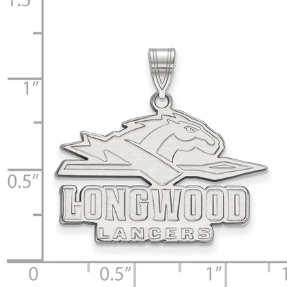 10K White Gold Logoart Longwood University Lancers Large Pendant