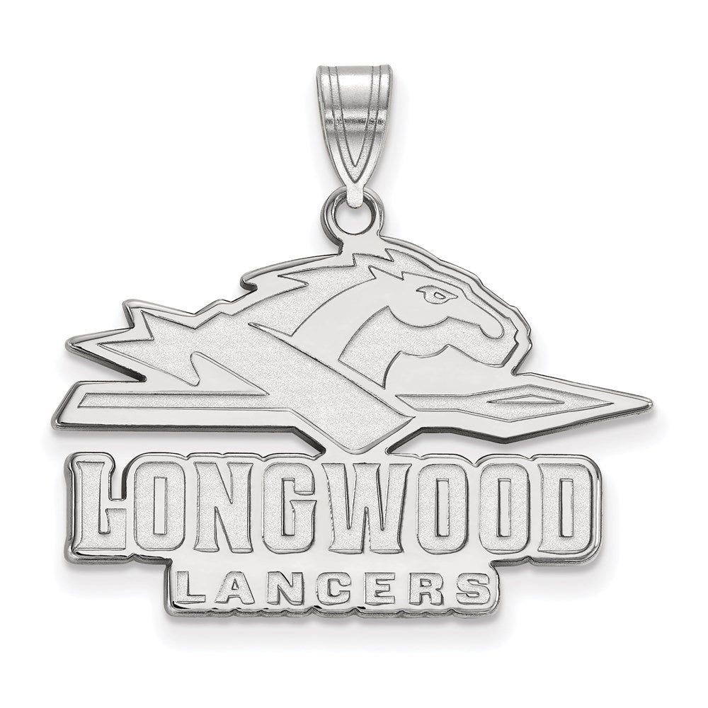 Sterling Silver Rhodium Plated Logoart Longwood University Lancers Large Pendant