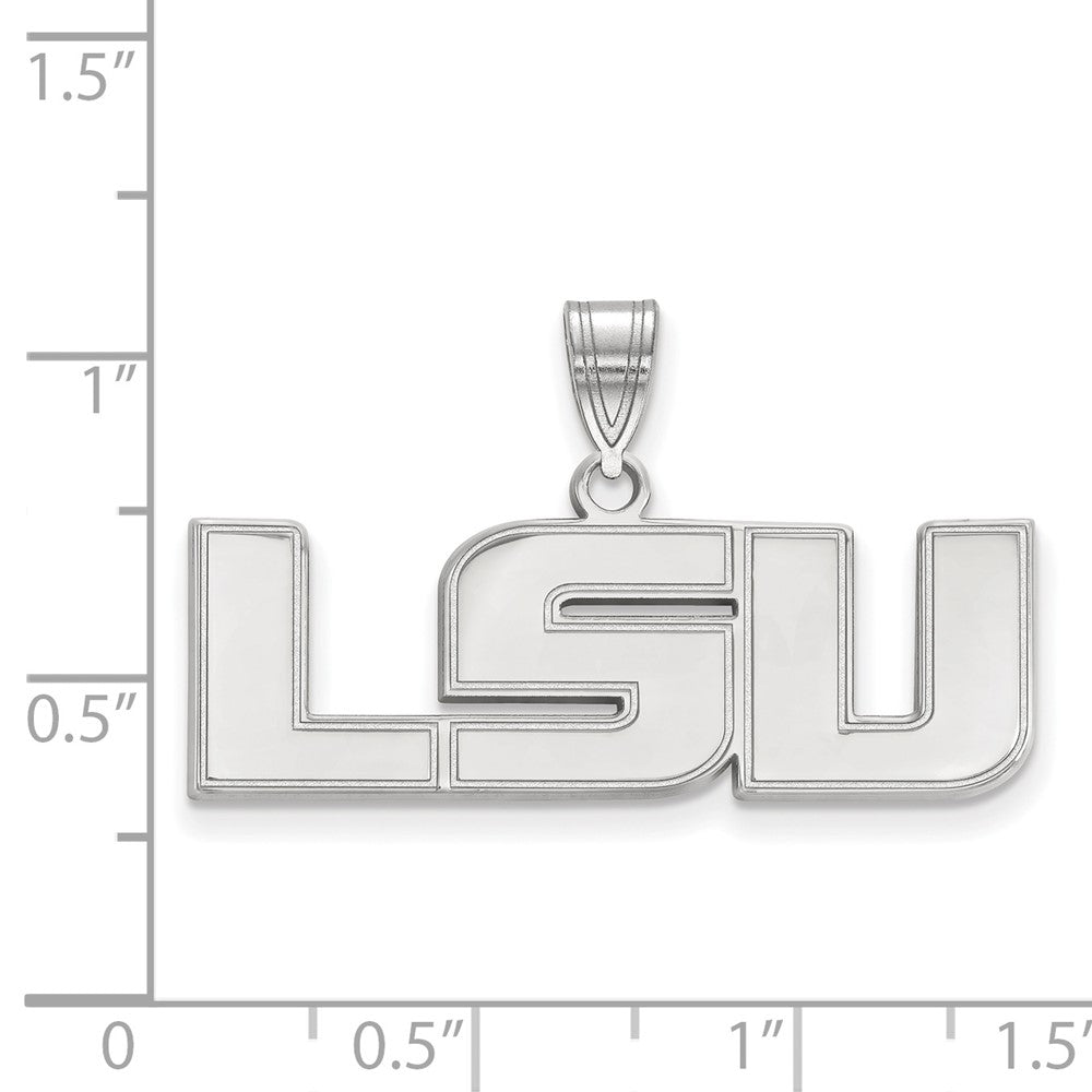 10K White Gold Logoart Louisiana State University L S U Medium Pendant