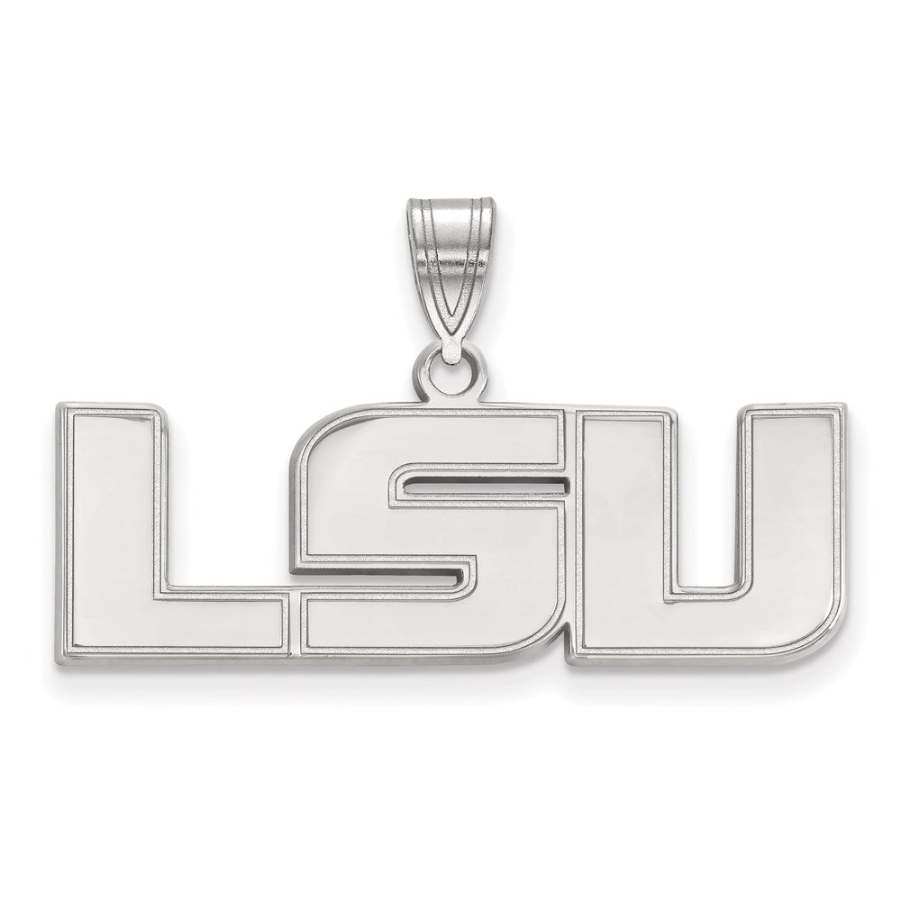 10K White Gold Logoart Louisiana State University L S U Medium Pendant