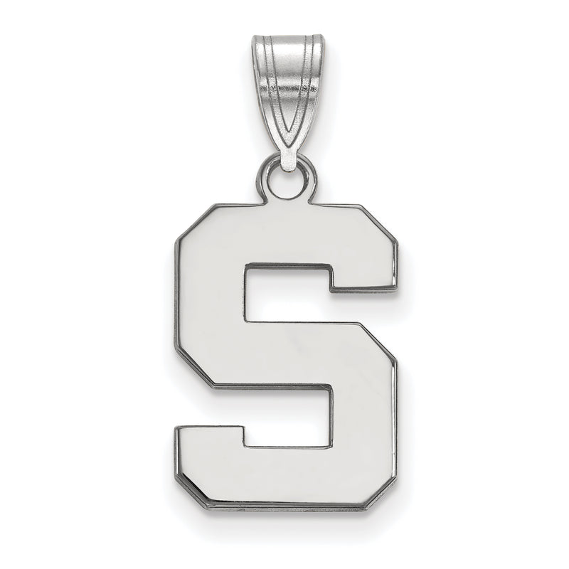 Sterling Silver Rhodium Plated Logoart Michigan State University Letter S Medium Pendant