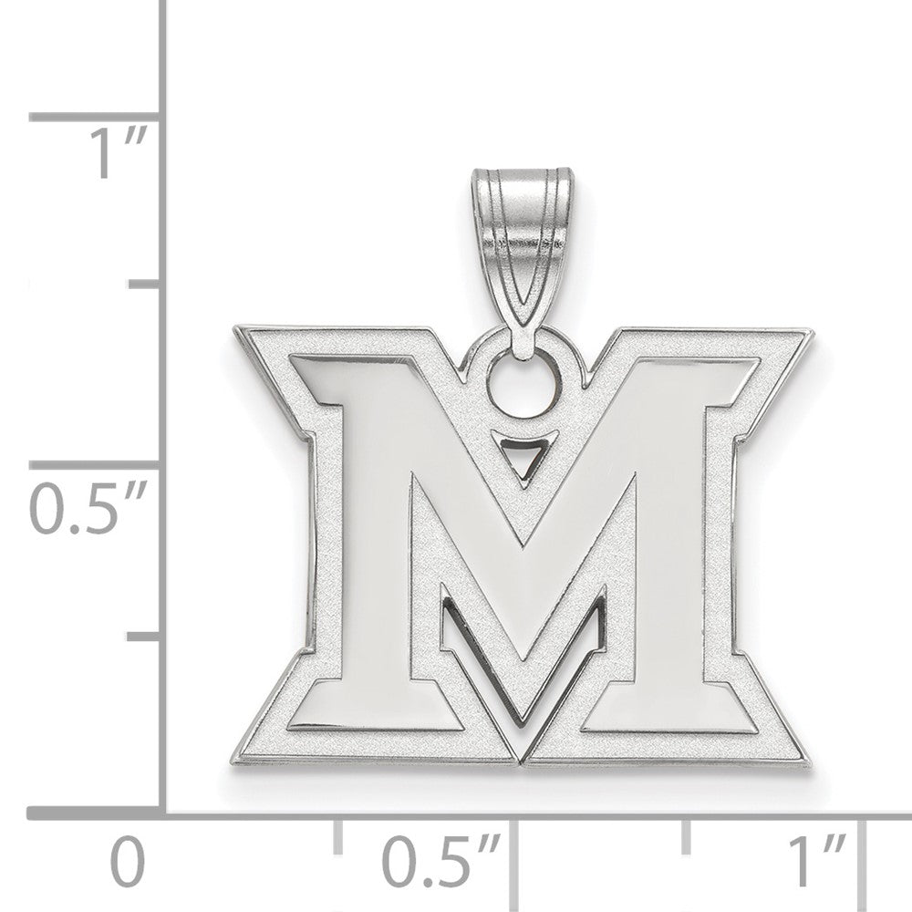 Sterling Silver Rhodium Plated Logoart Miami University Ohio Letter M Medium Pendant