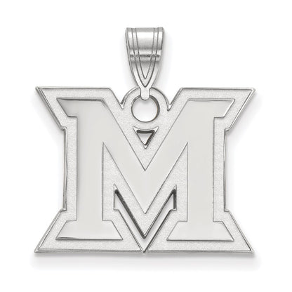 Sterling Silver Rhodium Plated Logoart Miami University Ohio Letter M Medium Pendant