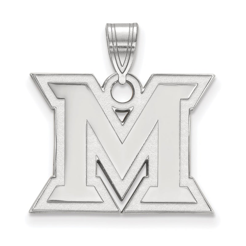 Sterling Silver Rhodium Plated Logoart Miami University Ohio Letter M Medium Pendant