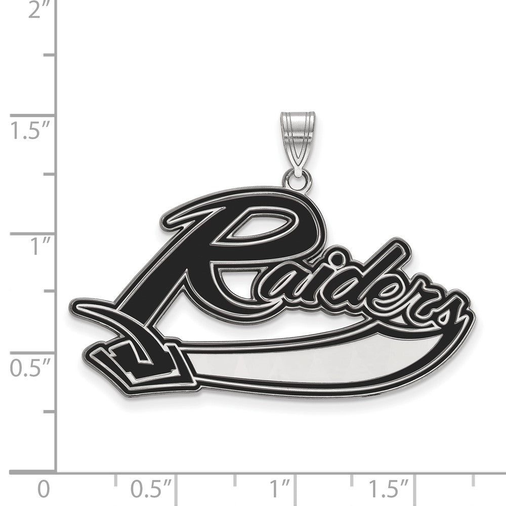 Sterling Silver Rhodium Plated Logoart Mt Union College Raiders Extra Large Enameled Pendant