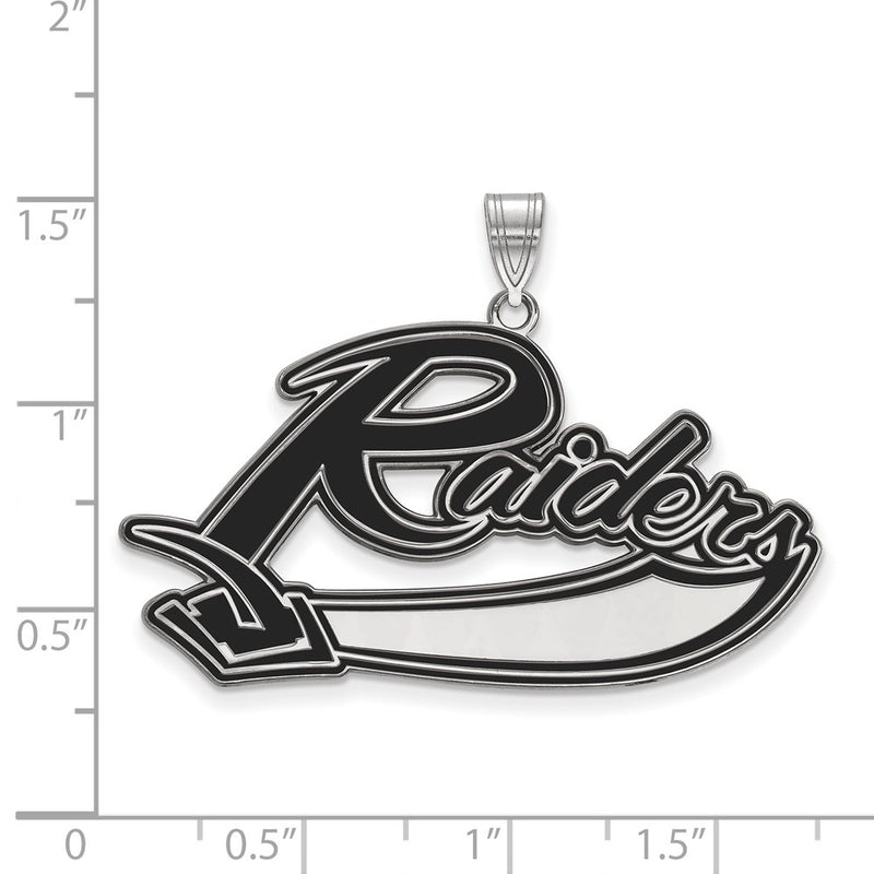 Sterling Silver Rhodium Plated Logoart Mt Union College Raiders Extra Large Enameled Pendant