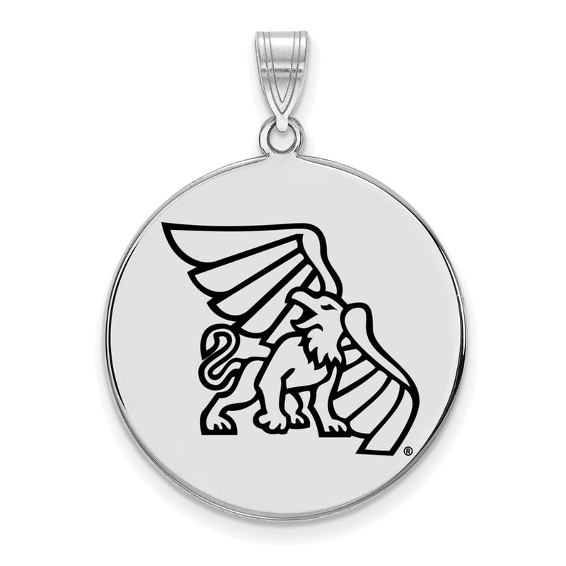 Sterling Silver Rhodium Plated Logoart Missouri Western State University Griffon Extra Large Enameled Disc Pendant