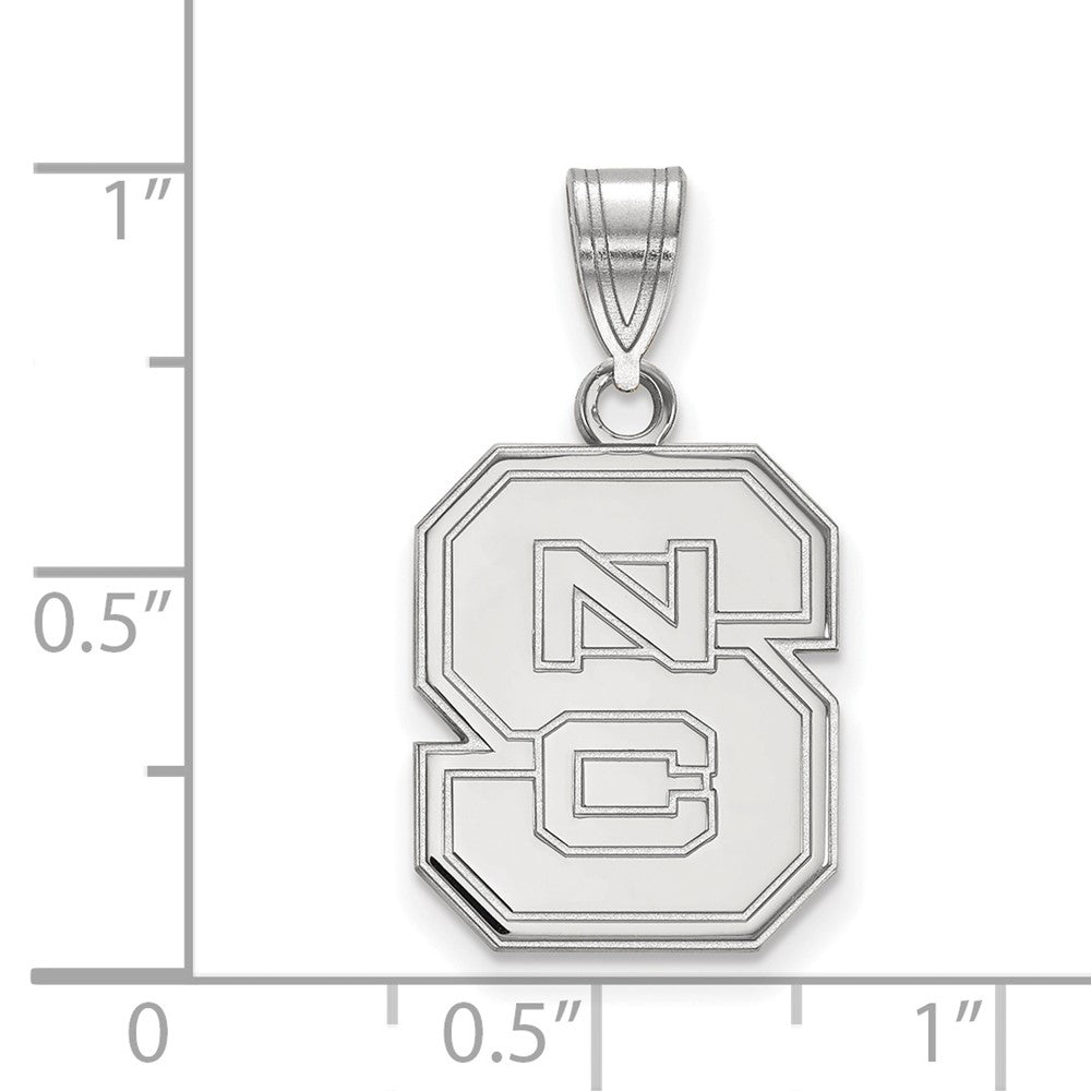 10K White Gold Logoart North Carolina State University N C S Medium Pendant