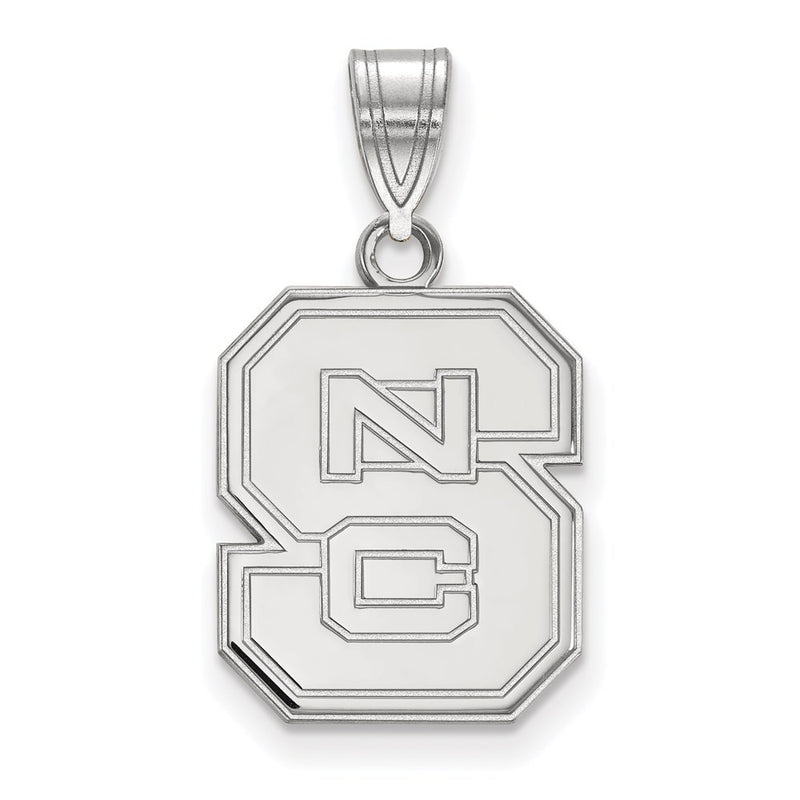 Sterling Silver Rhodium Plated Logoart North Carolina State University N C S Medium Pendant