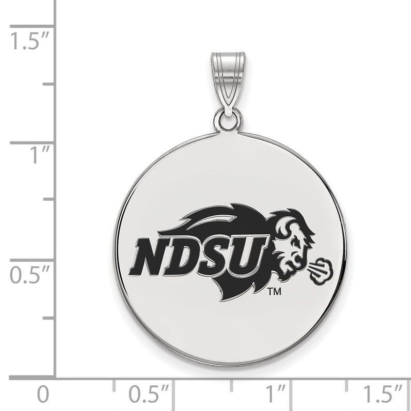 Sterling Silver Rhodium Plated Logoart North Dakota State University Extra Large Enameled Disc Pendant