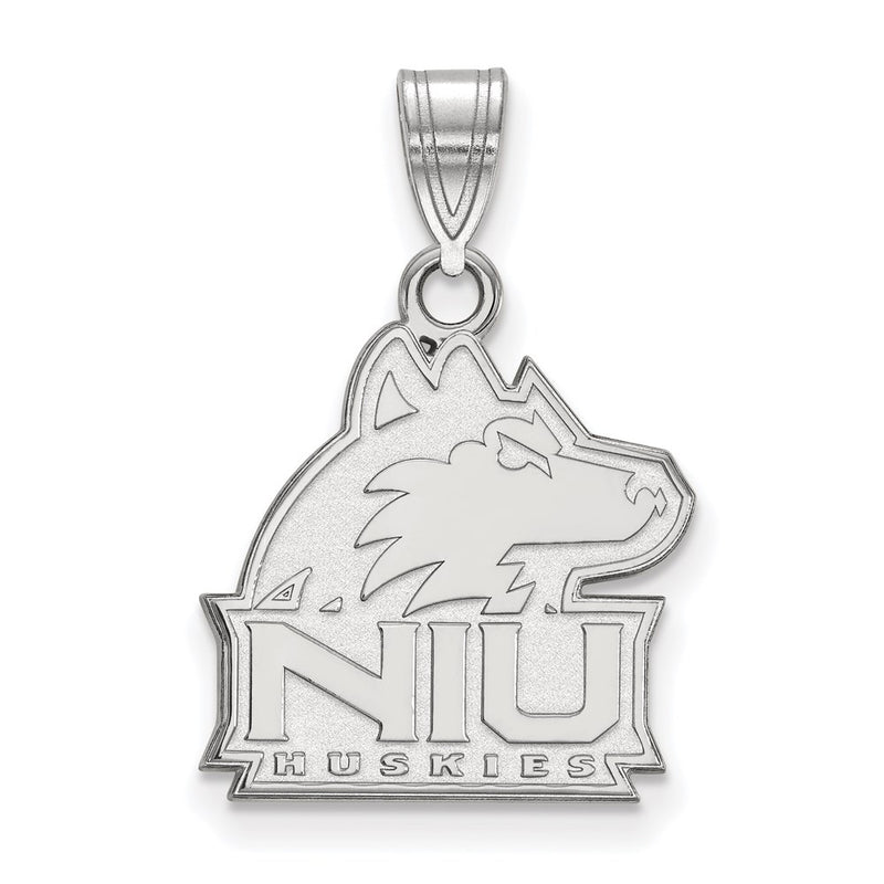 Sterling Silver Rhodium Plated Logoart Northern Illinois University N I U Huskies Medium Pendant