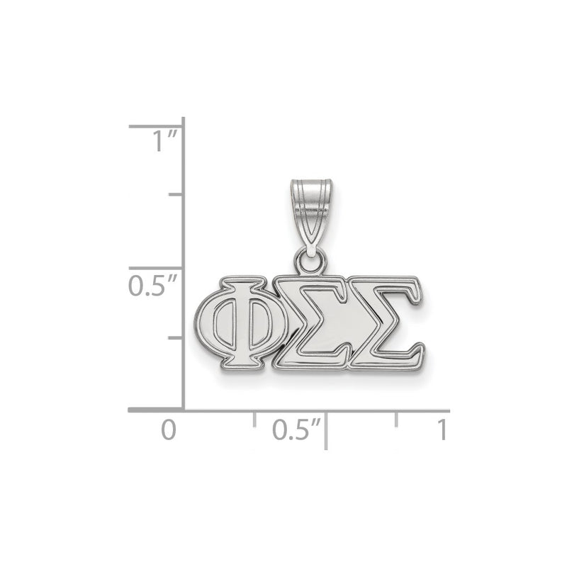 Sterling Silver Rhodium Plated Logoart Phi Sigma Sorority Greek Letters Medium Pendant