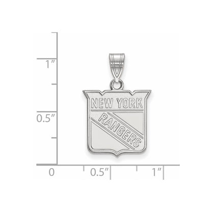 14K White Gold Nhl Logoart New York Rangers Medium Pendant