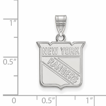 10K White Gold Nhl Logoart New York Rangers Medium Pendant