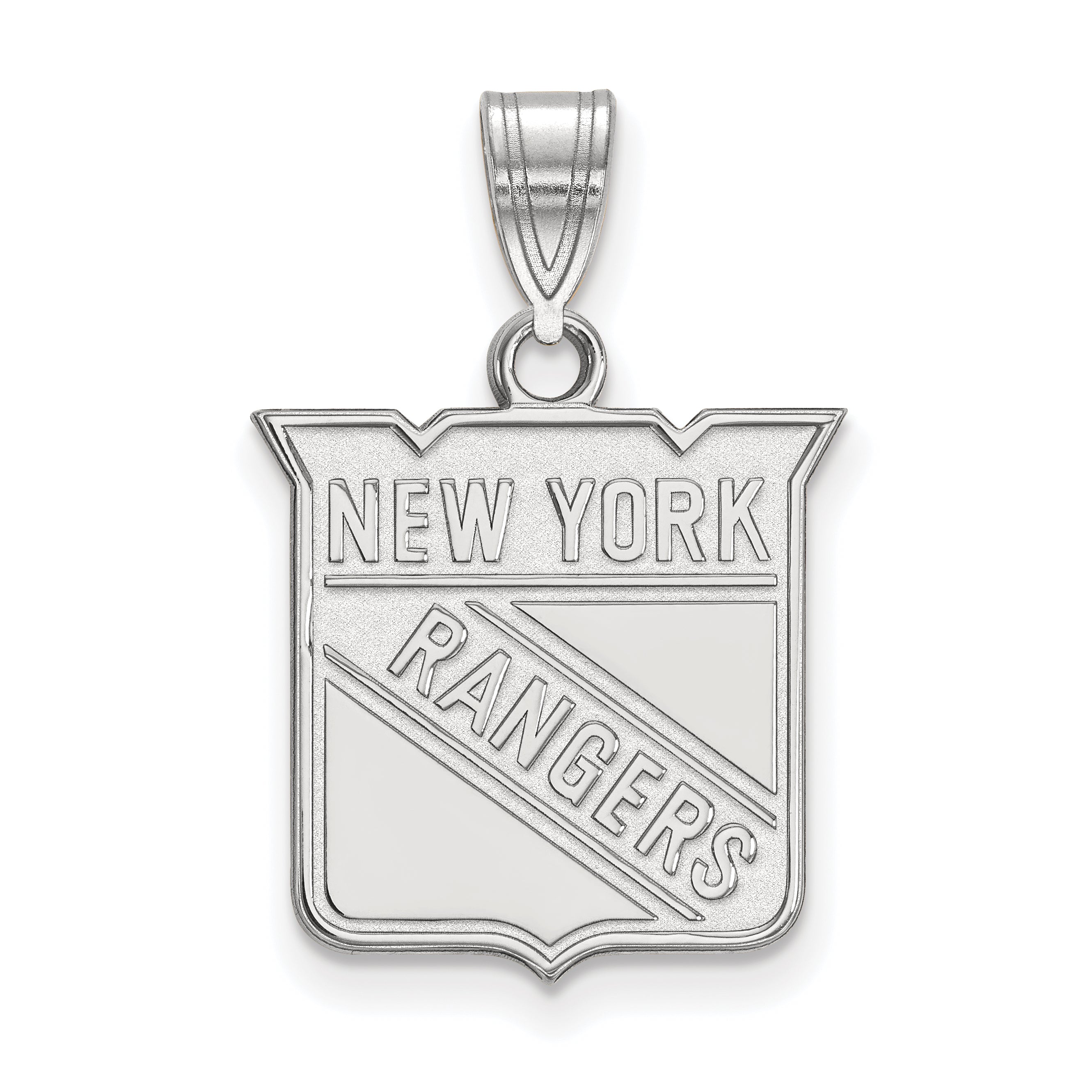 10K White Gold Nhl Logoart New York Rangers Medium Pendant