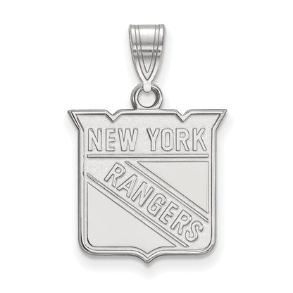 10K White Gold Nhl Logoart New York Rangers Medium Pendant