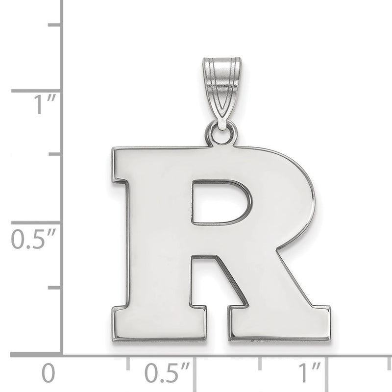 Sterling Silver Rhodium Plated Logoart Rutgers University Letter R Large Pendant