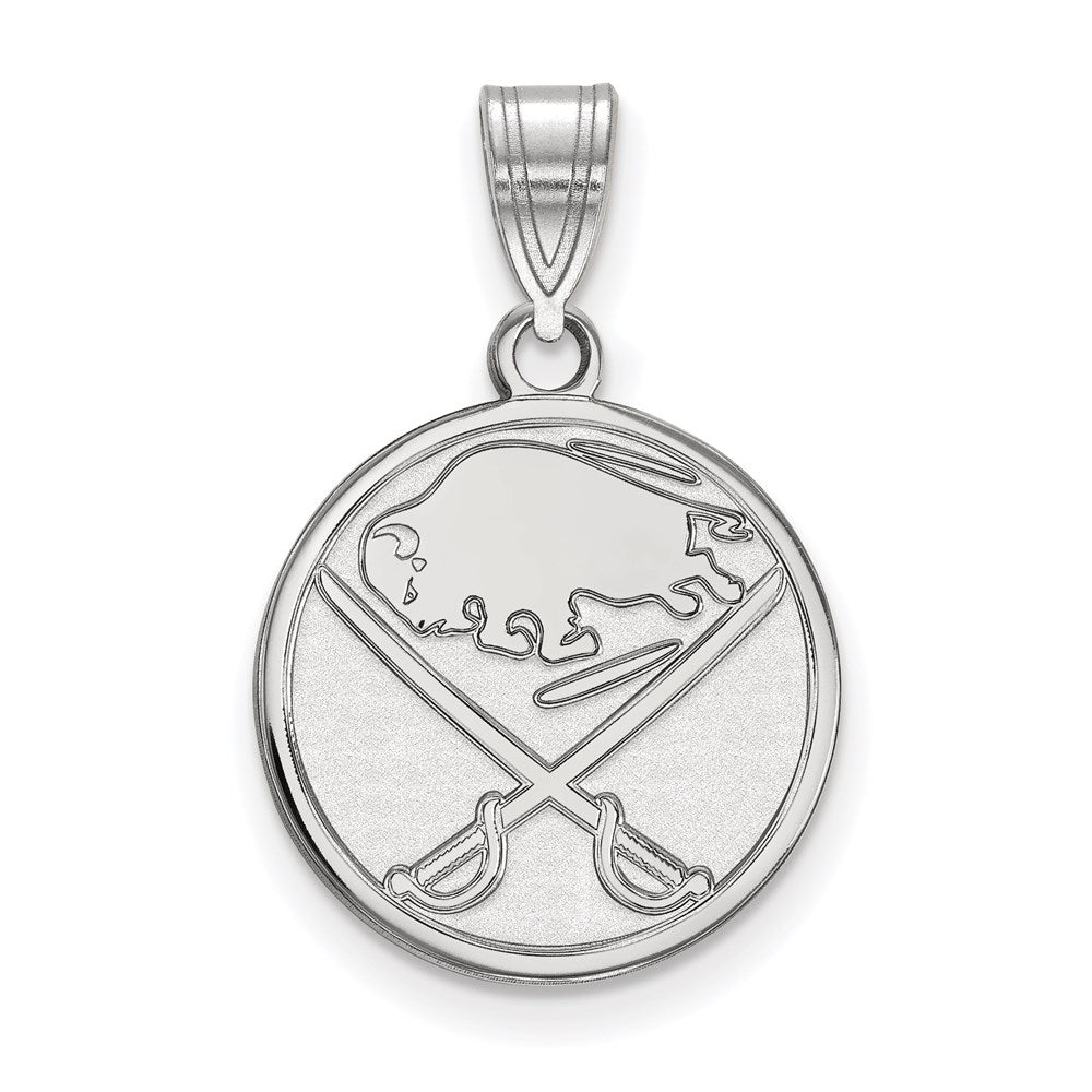 Sterling Silver Rhodium Plated Nhl Logoart Buffalo Sabres Medium Pendant