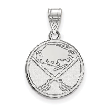 Sterling Silver Rhodium Plated Nhl Logoart Buffalo Sabres Medium Pendant