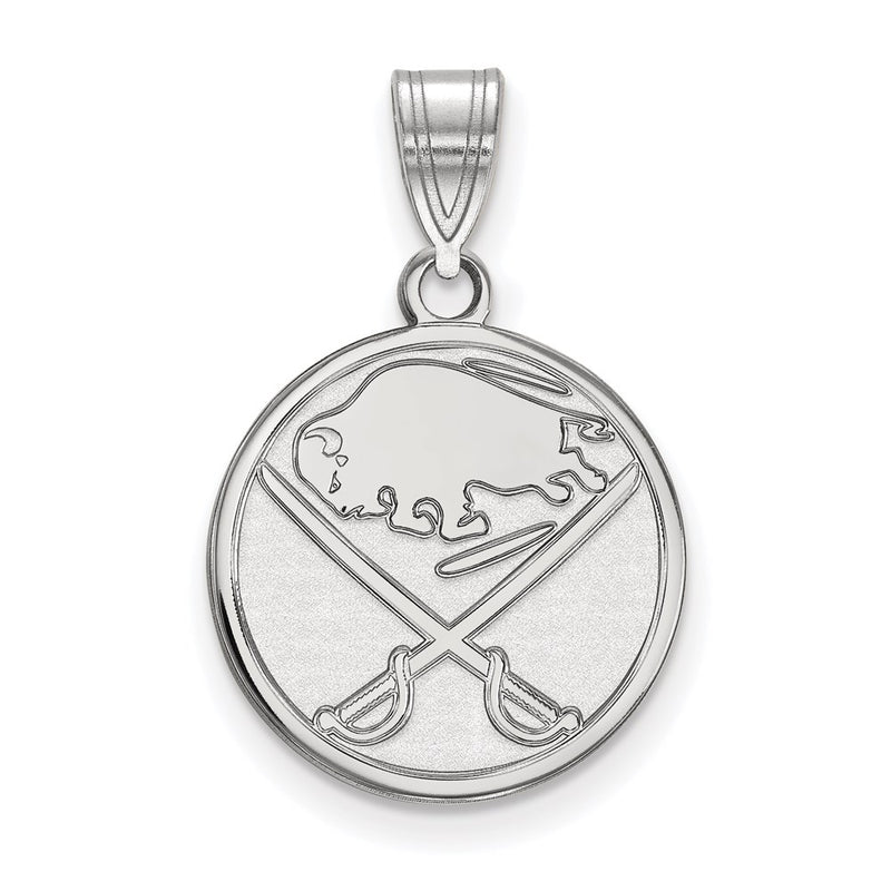 Sterling Silver Rhodium Plated Nhl Logoart Buffalo Sabres Medium Pendant