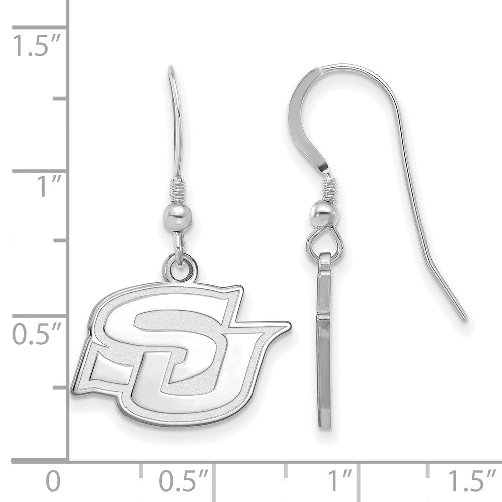 Sterling Silver Rhodium Plated Logoart Southern University Jaguars Small Dangle Wire Earrings