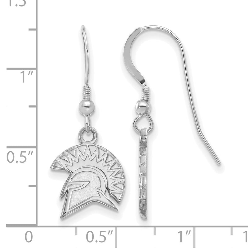 Sterling Silver Rhodium Plated Logoart San Jose State University Spartan Small Dangle Wire Earrings