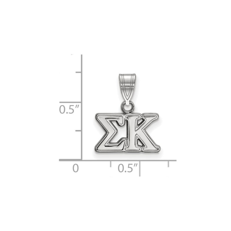 Sterling Silver Rhodium Plated Logoart Sigma Kappa Sorority Greek Letters Medium Pendant