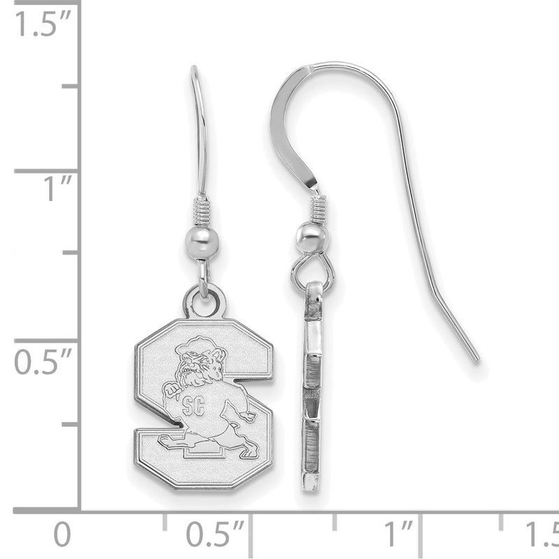 Sterling Silver Rhodium Plated Logoart South Carolina State University Small Dangle Wire Earrings