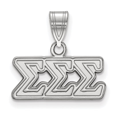 Sterling Silver Rhodium Plated Logoart Sigma Sorority Greek Letters Medium Pendant