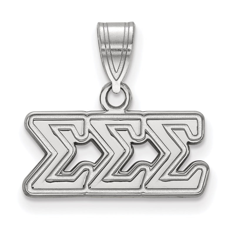 Sterling Silver Rhodium Plated Logoart Sigma Sorority Greek Letters Medium Pendant