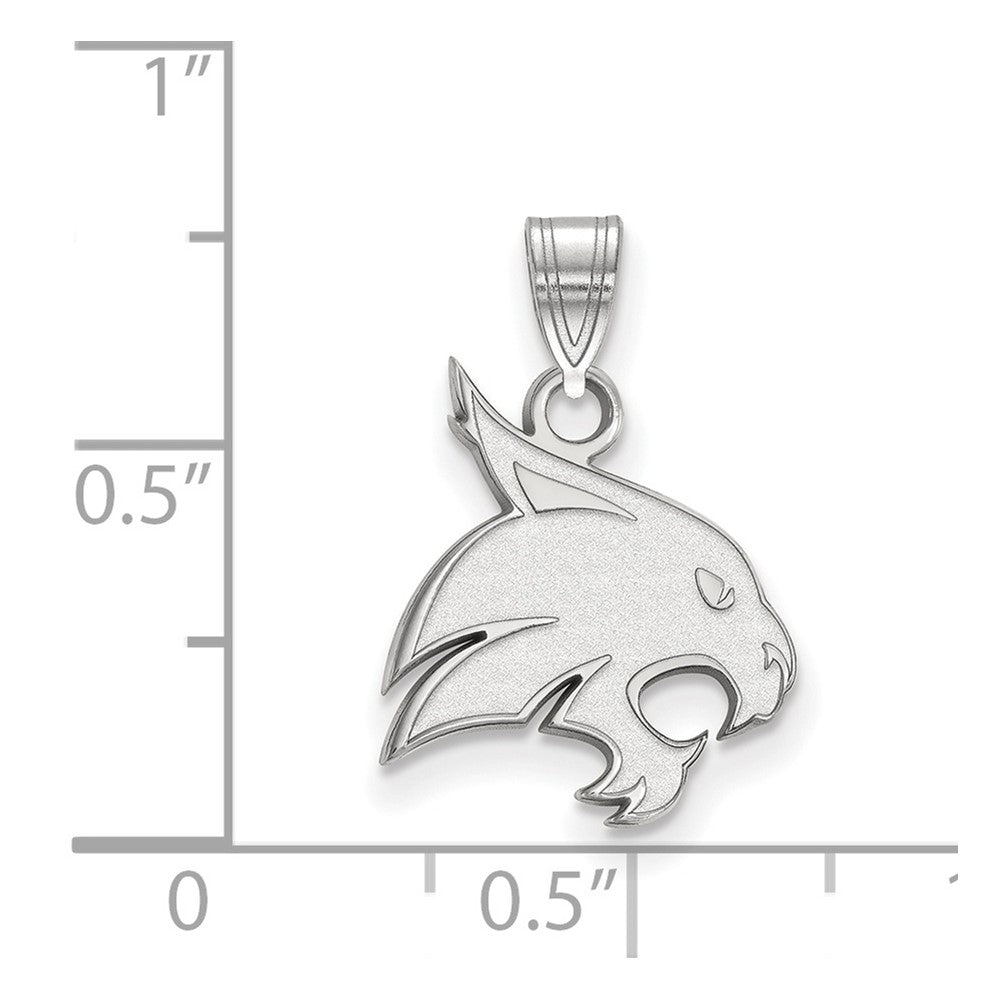 Sterling Silver Rhodium Plated Logoart Texas State University Bobcat Medium Pendant